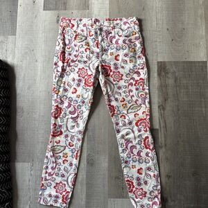 Anthropologie Pilcro Floral Mid-Rise Skinny Jeans sz‎ 31